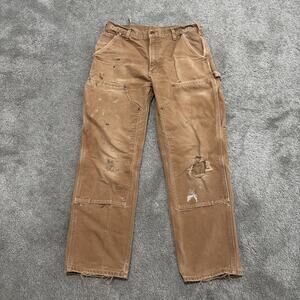 Vintage Carhartt B01 BRN Double Knee Pants Size 33x30 Made USA Distressed